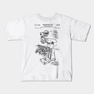 Old Bridgeport Mill Machine Patent 1962 cnc machinist gift Kids T-Shirt